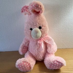 Linzy Pink Bunny Plush Rabbit Polka Dot Ears & Paws 15” Stuffed Animal Toy